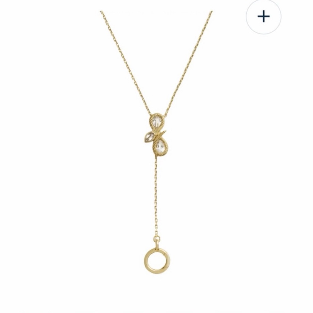 Infinity snake charm collector lariat 14k yellow gold vermeil and white topaz